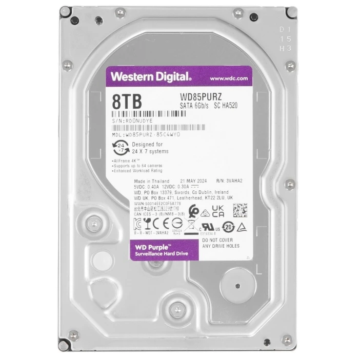 HDD диск WD Purple 8Tb 3.5", WD85PURZ