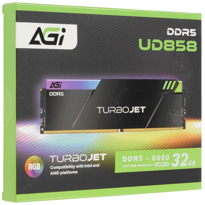 Оперативная память AGI TurboJet RGB 32Gb 6000Mhz, KIT 2*16Gb, AGI6APC16UD858-DC