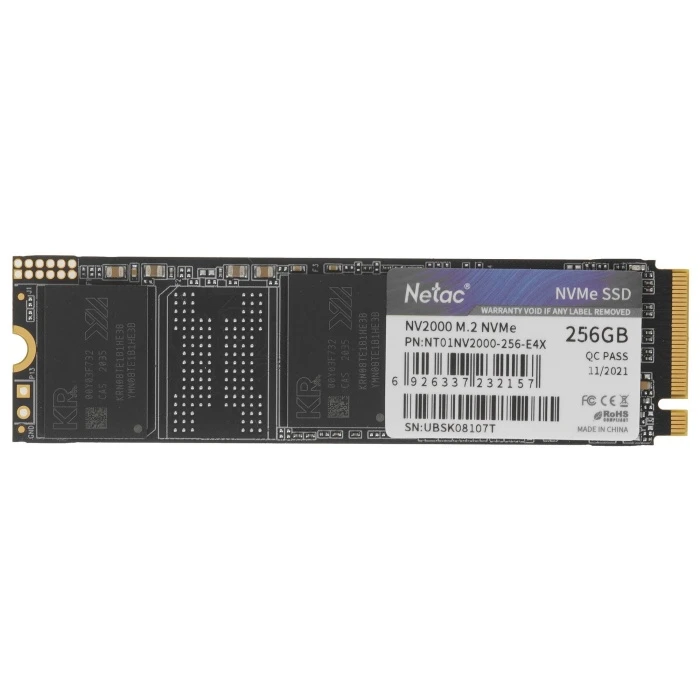 SSD накопитель Netac NV2000 256Gb M.2 NVMe, NT01NV2000-256-E4X
