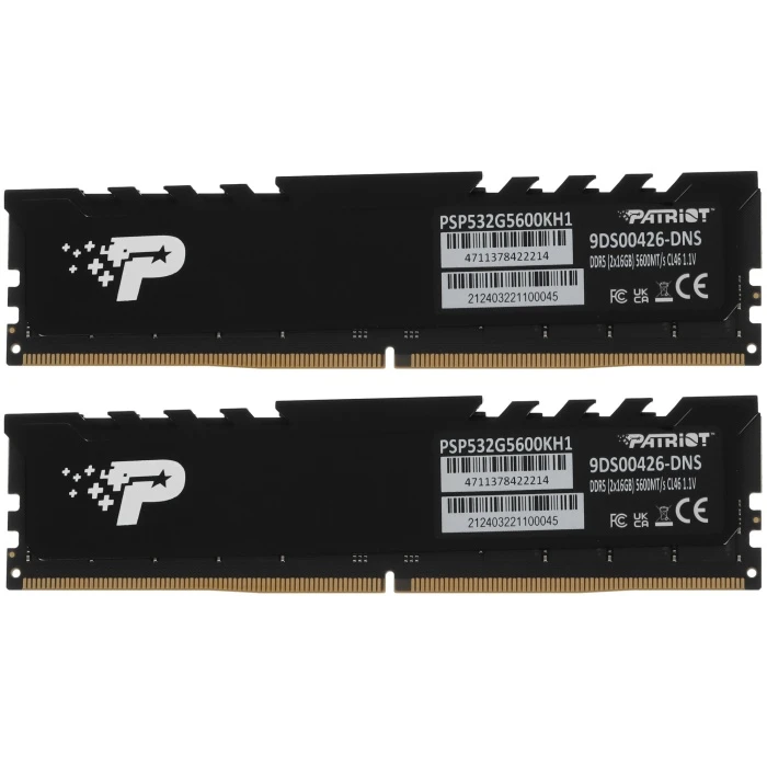 Оперативная память Patriot Signature Premium 32Gb 5600Mhz, KIT 2*16Gb, PSP532G5600KH1