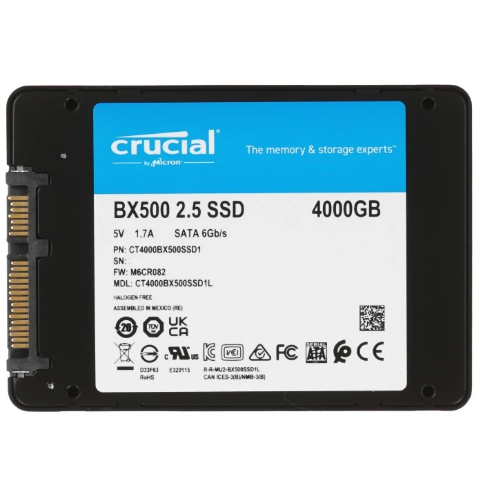 SSD накопитель Crucial BX500 4Tb 2.5" SATA, CT4000BX500SSD1