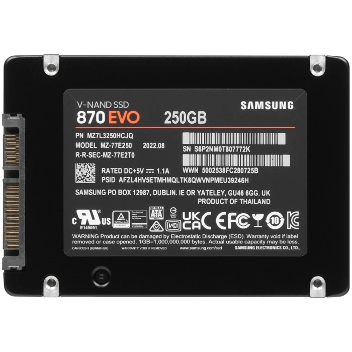 SSD накопитель Samsung 870 EVO 250Gb 2.5" SATA, MZ-77E250BW