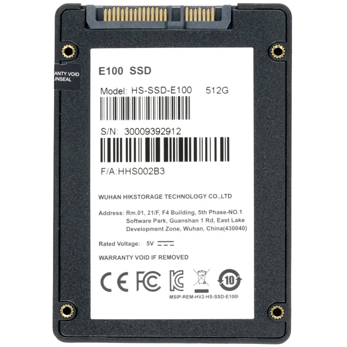 SSD накопитель Hikvision E100 512Gb 2.5" SATA, HS-SSD-E100/512G