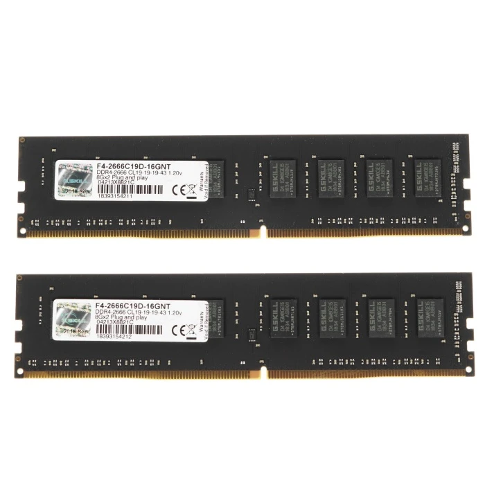 ПамятьG.Skill Value 16Gb 2666MHz , KIT 2*8Gb, F4-2666C19D-16GNT