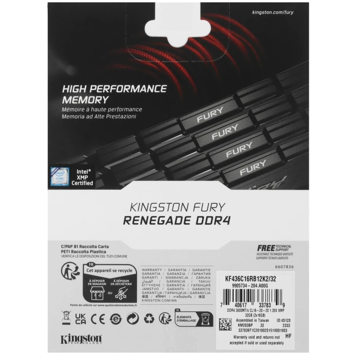 Оперативная память Kingston FURY Renegade 32Gb 3600Mhz, KIT 2*16Gb, KF436C16RB12K2/32