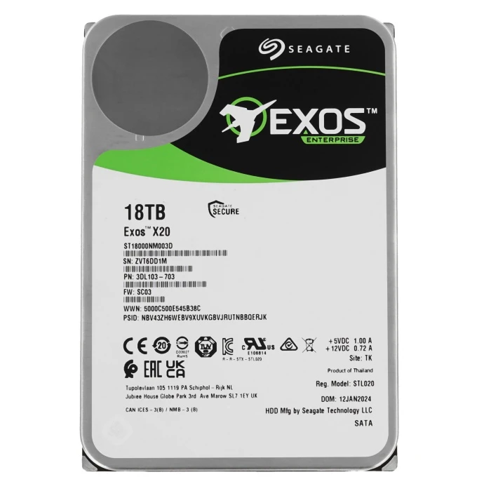 HDD диск Seagate Exos X20 18Tb 3.5", ST18000NM003D