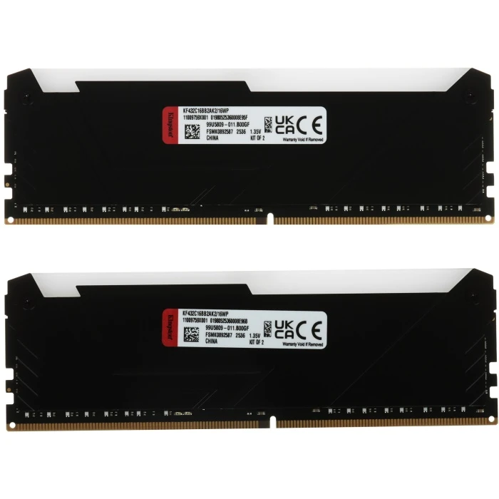 Оперативная память Kingston FURY Beast Black RGB 16Gb 3200Mhz, KIT 2*8Gb, KF432C16BB2AK2/16WP