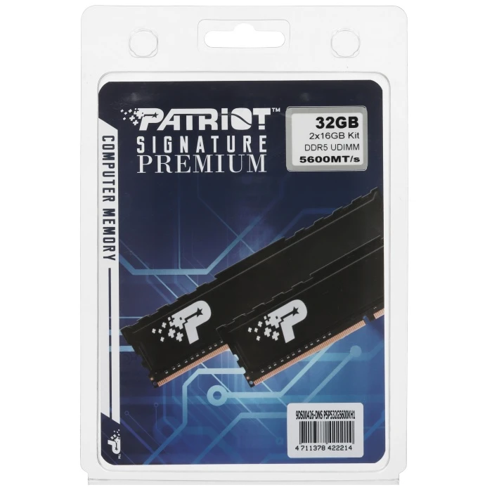 Оперативная память Patriot Signature Premium 32Gb 5600Mhz, KIT 2*16Gb, PSP532G5600KH1