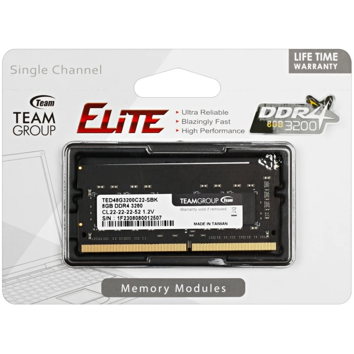 Оперативная память Team Group T-Force Elite 8Gb 3200Mhz, TED48G3200C22-S01