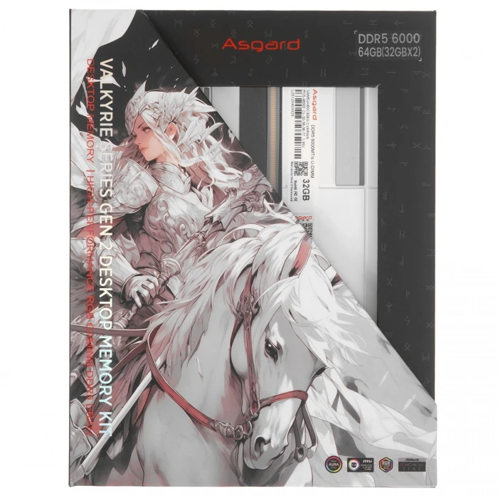 Оперативная память Asgard Valkyrie RGB 64Gb 6000Mhz, KIT 2*32Gb, VAM5UH60C30BG-CVARWA
