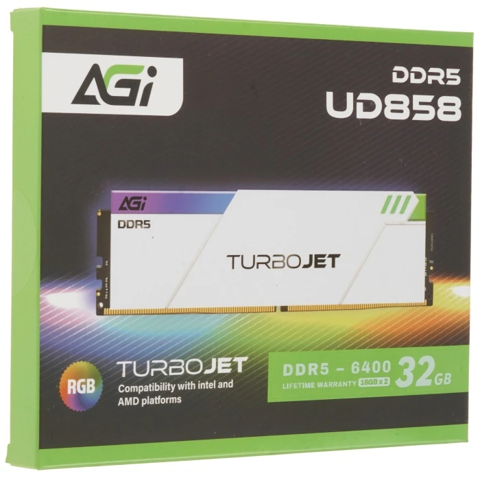 Оперативная память AGI TurboJet RGB 32Gb 6400Mhz, KIT 2*16Gb, AGI6IPD16UD858-DC