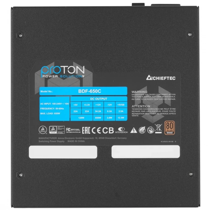 Блок питания Chieftec Proton 650W черный, BDF-650C