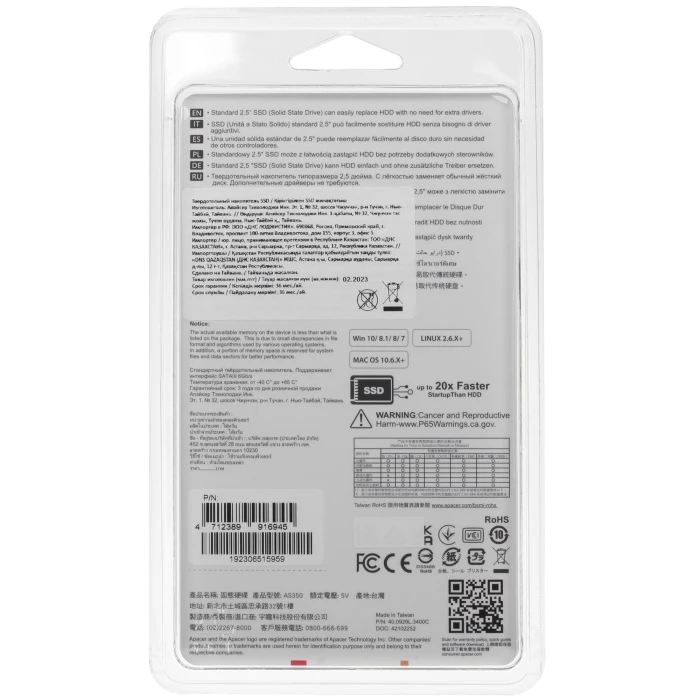 SSD накопитель Apacer AS350 PANTHER 1Tb 2.5" SATA, 95.DB2G0.P100C