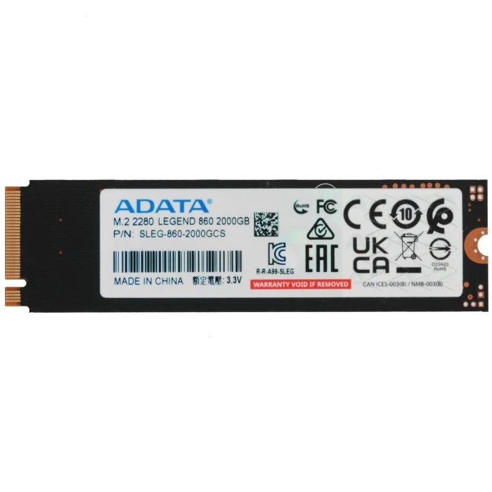 SSD накопитель ADATA LEGEND 860 2Tb M.2 NVMe, SLEG-860-2000GCS
