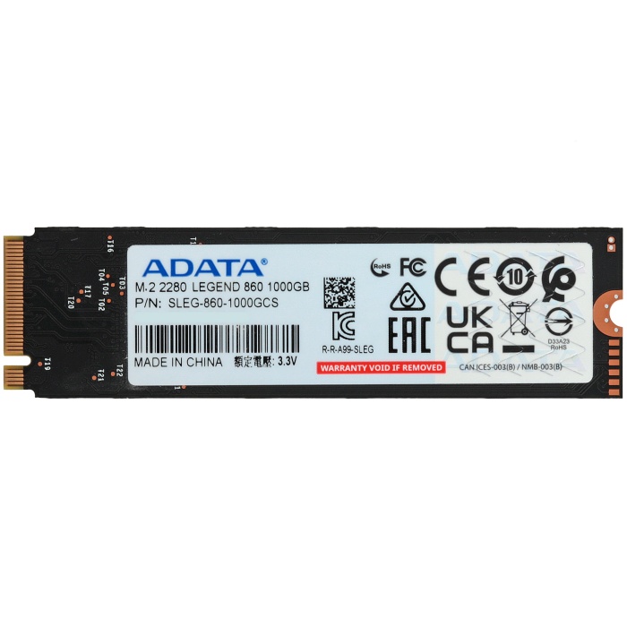 SSD накопитель ADATA LEGEND 860 1Tb M.2 NVMe, SLEG-860-1000GCS