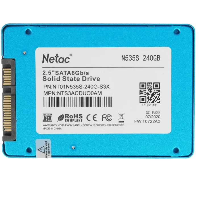 SSD накопитель Netac N535S 240Gb 2.5" SATA, NT01N535S-240G-S3X