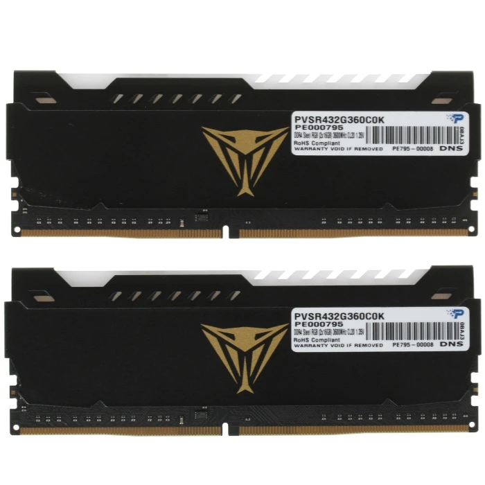 Оперативная память Patriot Viper Steel RGB 32Gb 3600Mhz, KIT 2*16Gb, PVSR432G360C0K