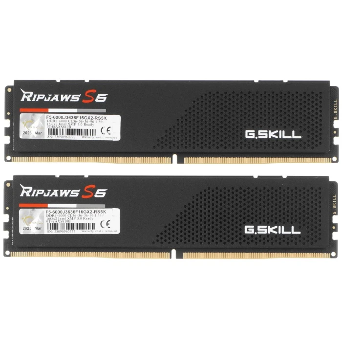 Оперативная память G.Skill Ripjaws S5 32Gb 6000Mhz, KIT 2*16Gb, F5-6000J3636F16GX2-RS5K