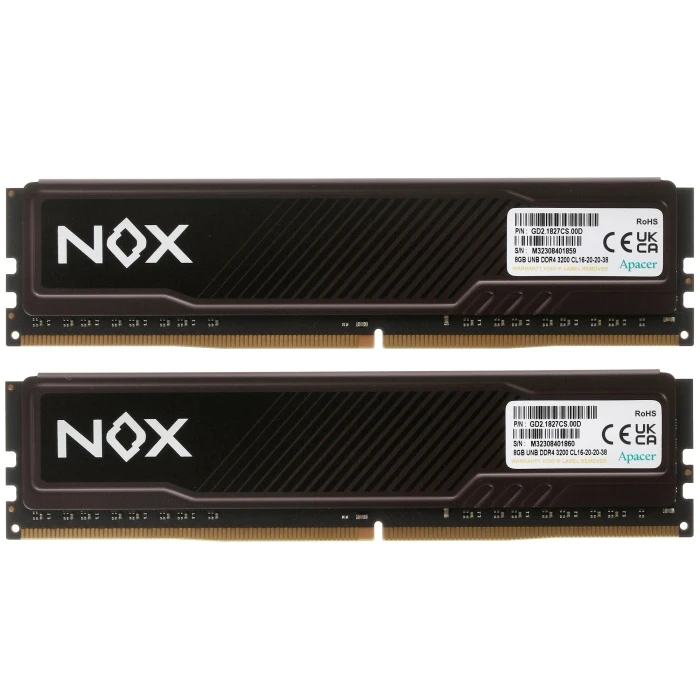 Оперативная память Apacer NOX 16Gb 3200Mhz, KIT 2*8Gb, AH4U16G32C28YMBAA-2