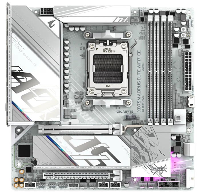 Мат. плата GIGABYTE X870M AORUS ELITE WIFI7 ICE, AM5