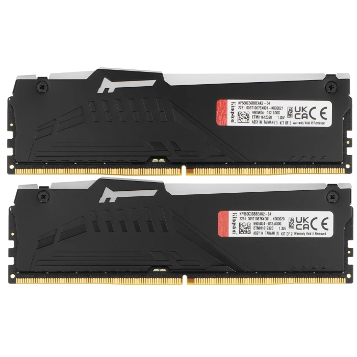 Оперативная память Kingston FURY Beast Black AMD RGB 64Gb 6000Mhz, KIT 2*32Gb, KF560C36BBEAK2-64