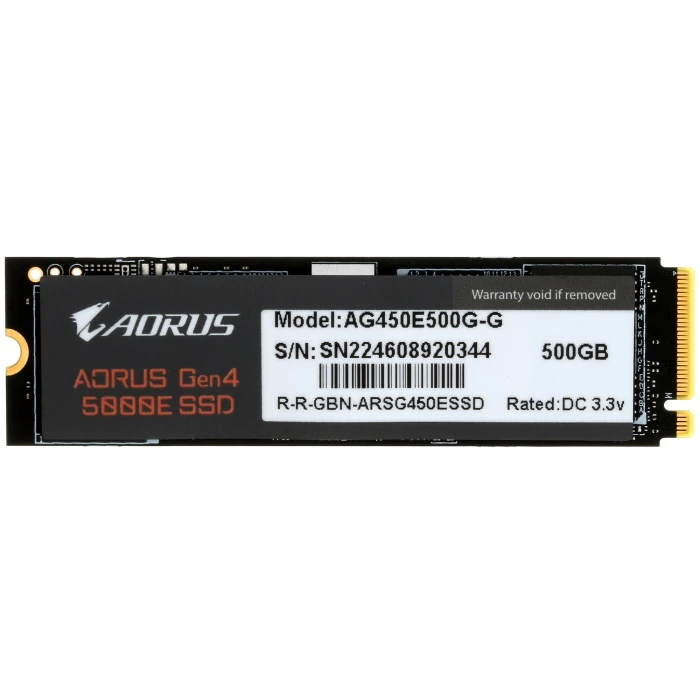 SSD накопитель GIGABYTE AORUS Gen4 5000E 500Gb M.2 NVMe, AG450E500G-G