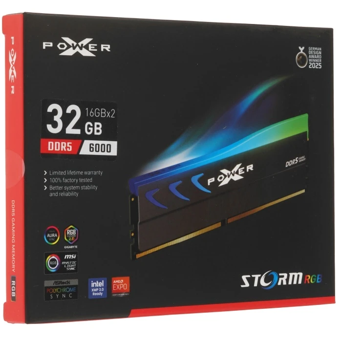 Оперативная память Silicon Power XPOWER Storm RGB 32Gb 6000Mhz, KIT 2*16Gb, SP032GXLWU60AFDK