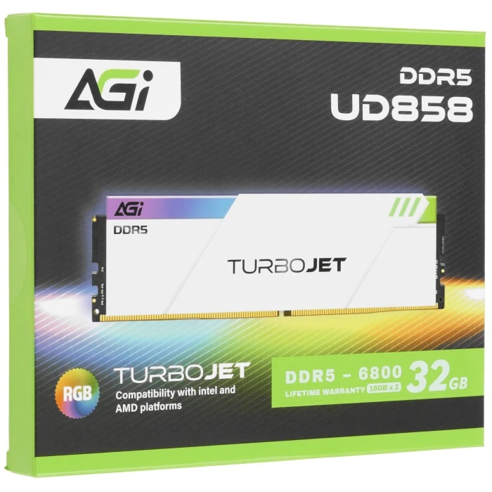 Оперативная память AGI TurboJet RGB 32Gb 6800Mhz, KIT 2*16Gb, AGI6JPD16UD858-DC