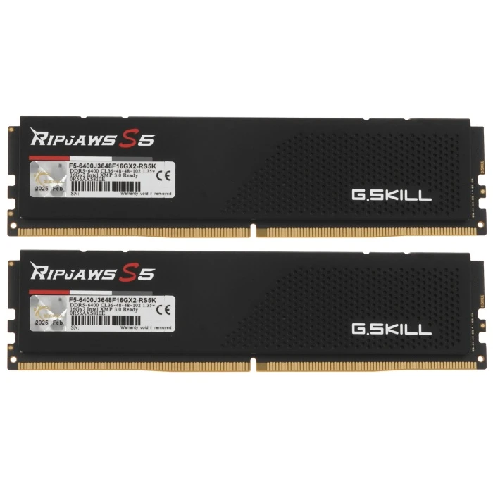 Оперативная память G.Skill Ripjaws S5 32Gb 6400Mhz, KIT 2*16Gb, F5-6400J3648F16GX2-RS5K