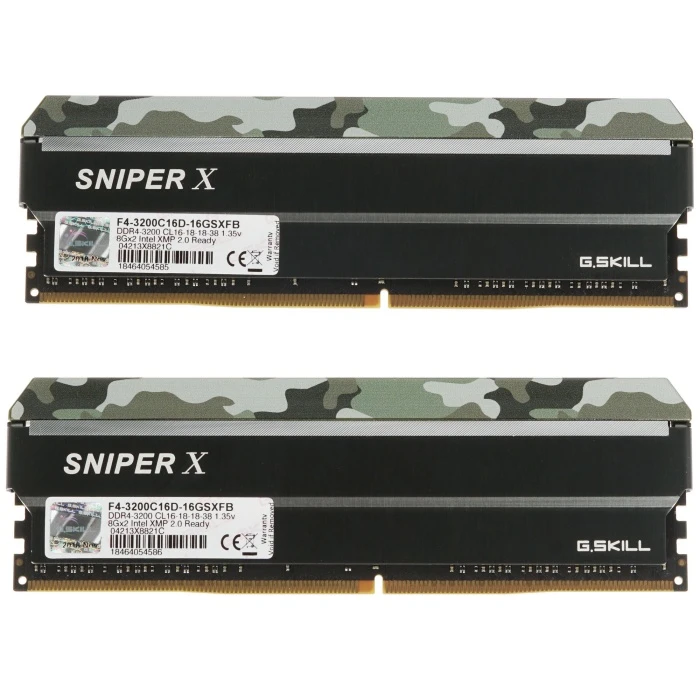 Оперативная память G.Skill Sniper X 16Gb 3200Mhz, KIT 2*8Gb, F4-3200C16D-16GSXFB