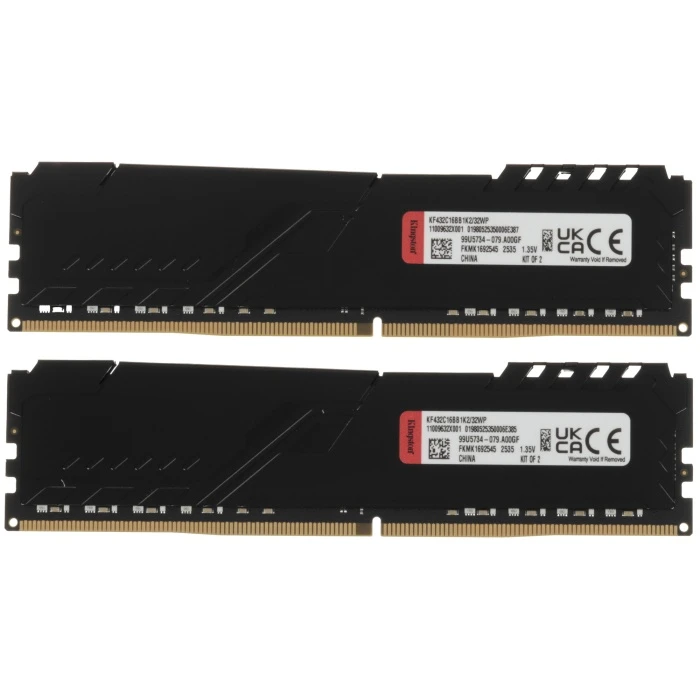 Оперативная память Kingston FURY Beast Black 32Gb 3200Mhz, KIT 2*16Gb, KF432C16BB1K2/32WP