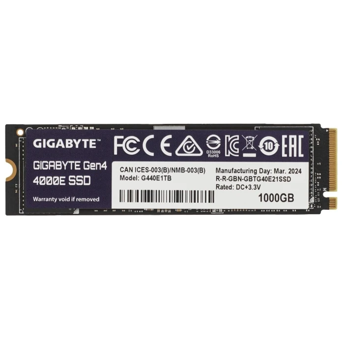 SSD накопитель GIGABYTE Gen4 4000E 1Tb M.2 NVMe, G440E1TB