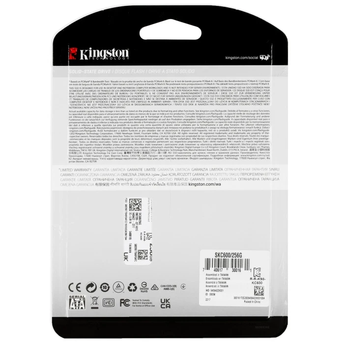 SSD накопитель Kingston KC600 256Gb 2.5" SATA, SKC600/256G