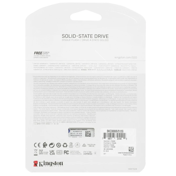 SSD накопитель Kingston KC3000 512Gb M.2 NVMe, SKC3000S/512G