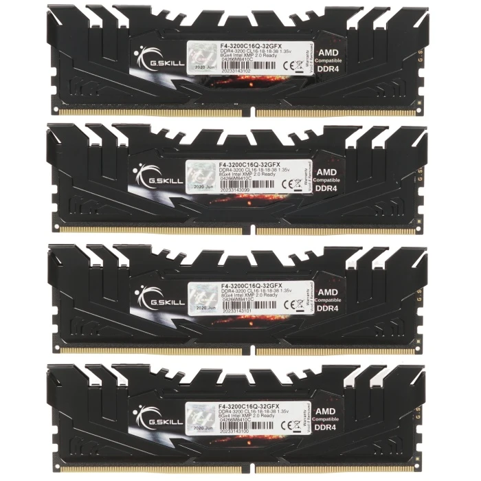 Оперативная память G.Skill Flare X (for AMD) 32Gb 3200Mhz, KIT 4*8Gb, F4-3200C16Q-32GFX