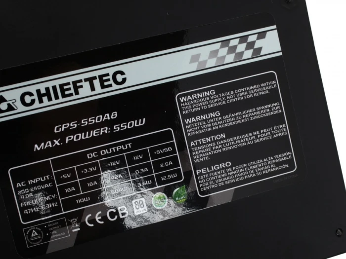 Блок питания Chieftec SMART 550W черный, GPS-550A8