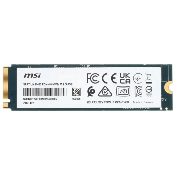 SSD накопитель MSI SPATIUM M450 500Gb M.2 NVMe, S78-440K220-P83