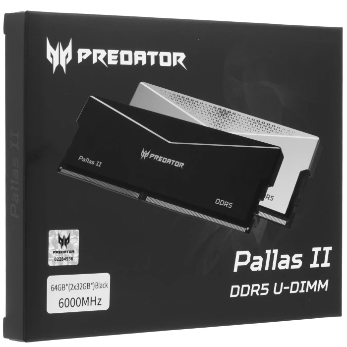 Оперативная память Acer Predator Pallas II 64Gb 6000Mhz, KIT 2*32Gb, BL.9BWWR.437