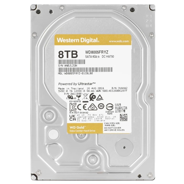 HDD диск WD Gold 8Tb 3.5", WD8005FRYZ