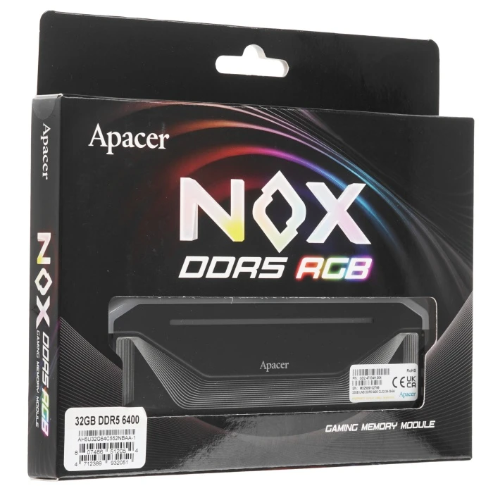 Оперативная память Apacer NOX RGB 32Gb 6400Mhz, AH5U32G64C552NBAA-1