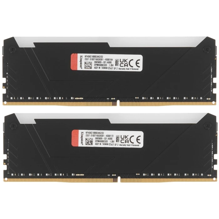 Оперативная память Kingston FURY Beast Black RGB 32Gb 3600Mhz, KIT 2*16Gb, KF436C18BB2AK2/32