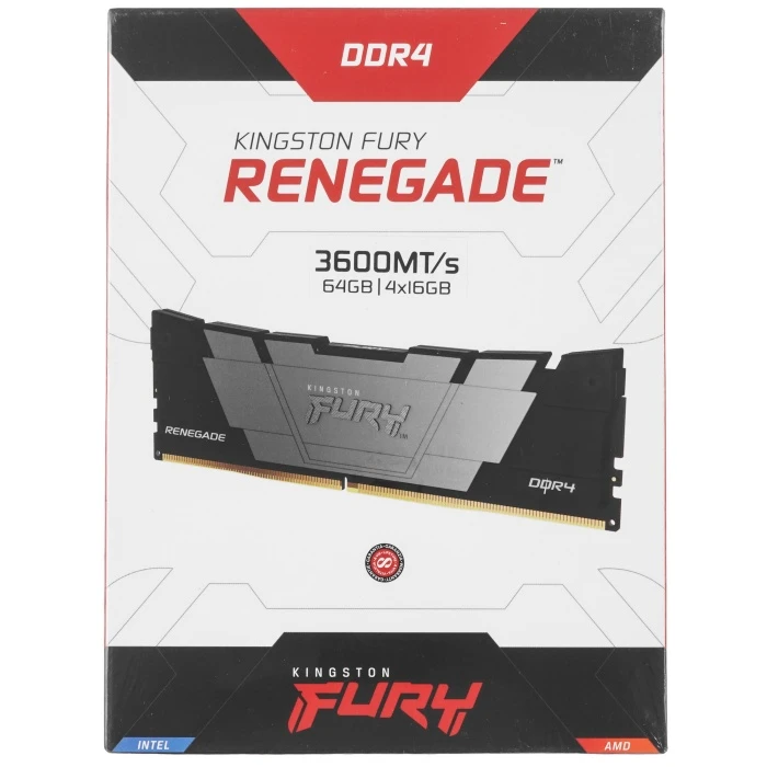 Оперативная память Kingston FURY Renegade 64Gb 3600Mhz, KIT 4*16Gb, KF436C16RB12K4/64
