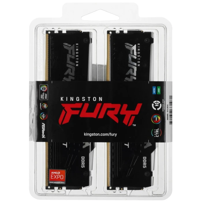 Оперативная память Kingston FURY Beast Black AMD RGB 16Gb 5200Mhz, KIT 2*8Gb, KF552C36BBEAK2-16