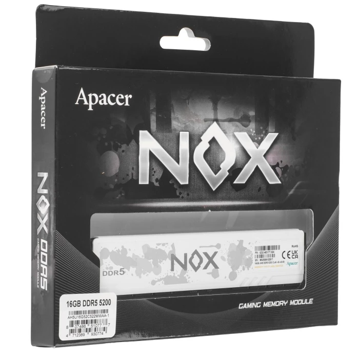 Оперативная память Apacer NOX 16Gb 5200Mhz, AH5U16G52C522MWAA-1