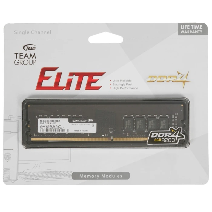 Оперативная память TeamGroup T-Force Elite 8Gb 3200Mhz, TED48G3200C2201