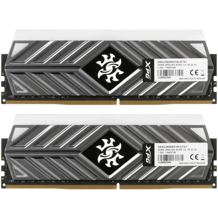Оперативная память ADATA XPG SPECTRIX D41 RGB 16Gb 3600Mhz, KIT 2*8Gb, AX4U36008G18I-DT41