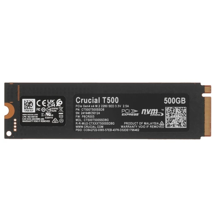 SSD накопитель Crucial T500 Client 500Gb M.2 NVMe, CT500T500SSD8