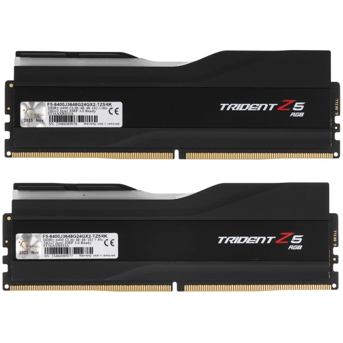 Оперативная память G.Skill Trident Z5 RGB 48Gb 6400Mhz, KIT 2*24Gb, F5-6400J3648G24GX2-TZ5RK