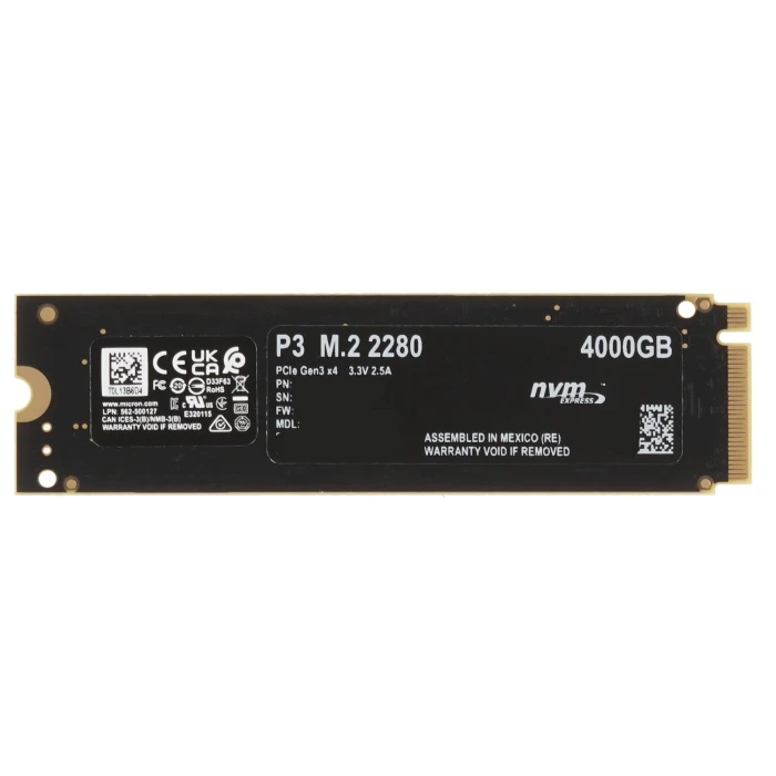 SSD накопитель Crucial P3 4Tb M.2 NVMe, CT4000P3SSD8