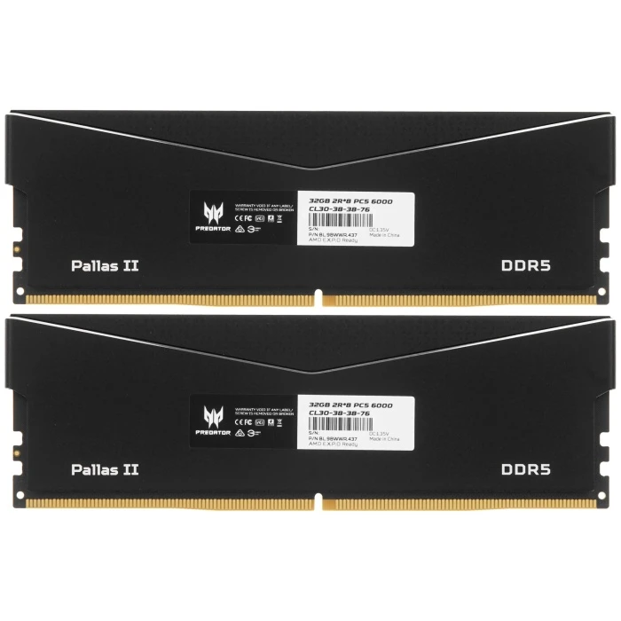 Оперативная память Acer Predator Pallas II 64Gb 6000Mhz, KIT 2*32Gb, BL.9BWWR.437